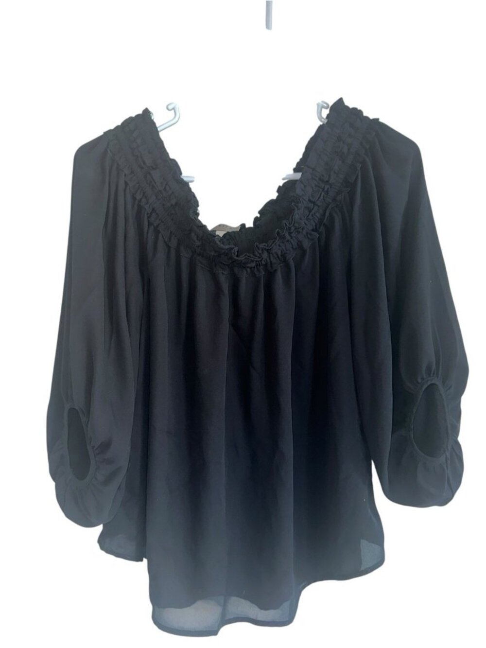 Entro Women Semi Sheer Off Shoulder Top Sz S Black Whimsygoth Witchy Coquette